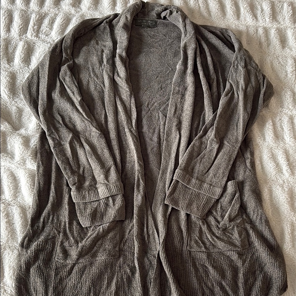 Women's Gray Open-Front Sweater